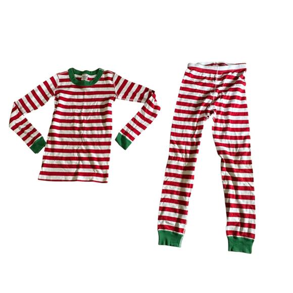 Hanna Andersson Red & White Stripe Long Sleeve & Pants Pajama Set Size 8 - Picture 1 of 5